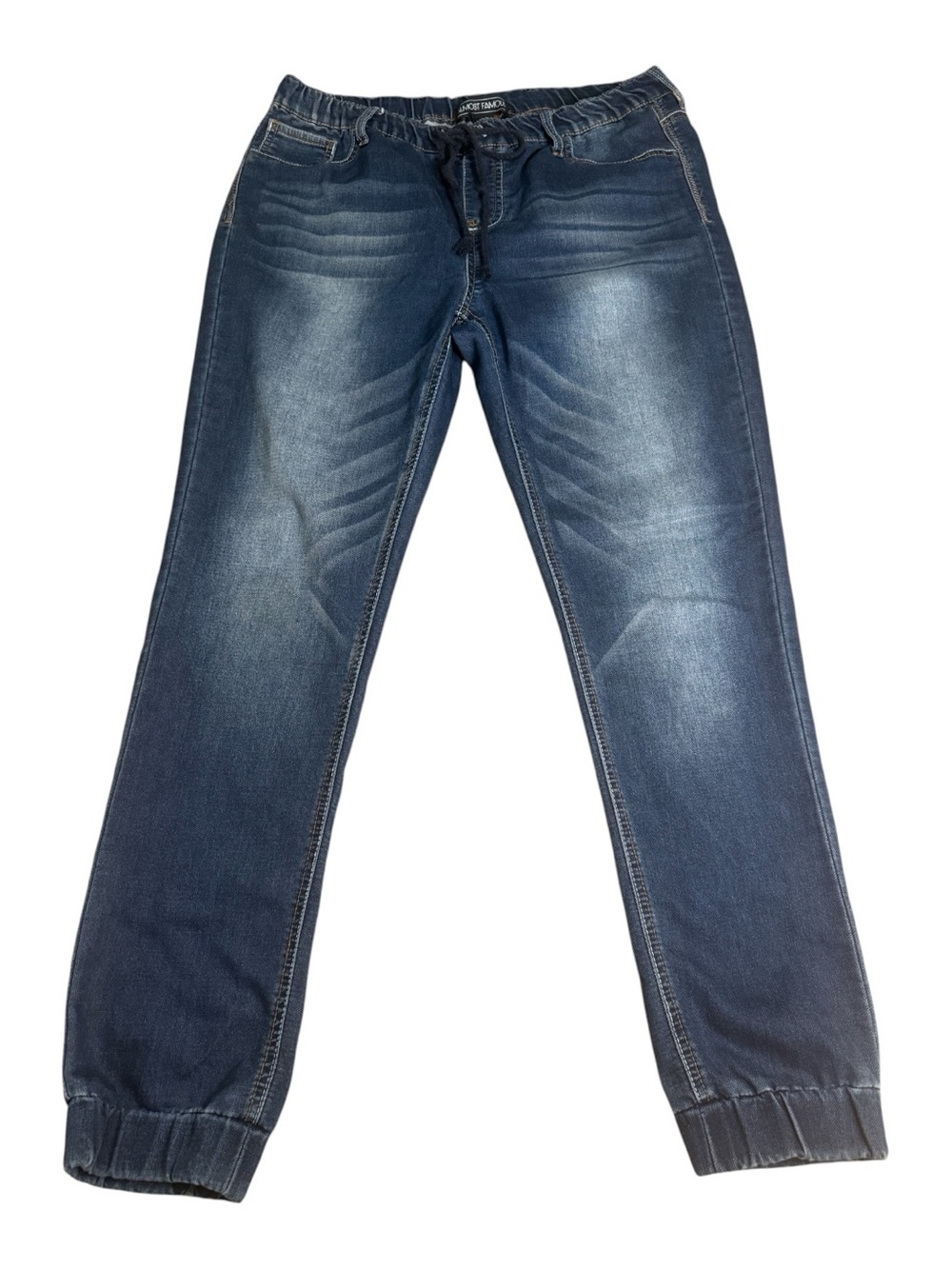 Almost Famous Dark Blue Drawstring Jogger Jeggings